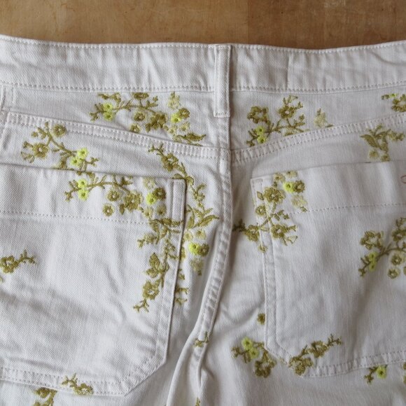Pilcro Barrel Jeans Embroidered size 27 white and gold floral - Picture 6 of 9
